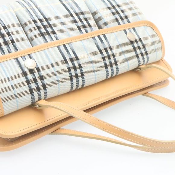 BURBERRY Blue Label Nova Check Hand Bag Canvas Light Blue Auth ki1534 - Picture 6 of 16